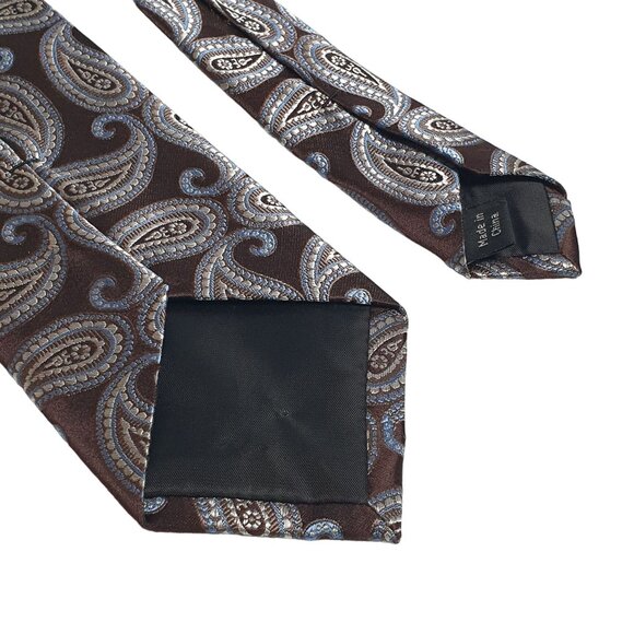 Michael Kors Mens Paisley Silk Tie Brown Blue Elegant Necktie - Picture 5 of 5